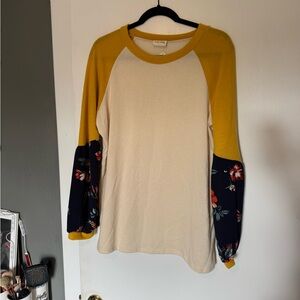 Lovely Melody Cream and Yellow Graphic Long Sleeve Tee